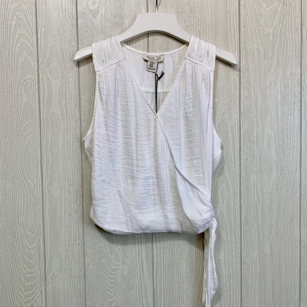 Rachel Zoe White Sleeveless Wrap Top XS NWT